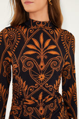 Black Cornely Ainika Ruched Waist Jersey Blouse - FARM Rio CORNELY AINIKA BLACK