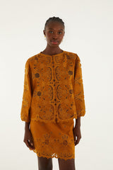 Camel Richelieu Mini Skirt - FARM Rio BROWN
