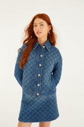 Denim Quilted Mini Skirt - FARM Rio DENIM