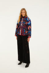 Black Latina Scarf Belted Crop Jacket - FARM Rio LATINA SCARF BLACK