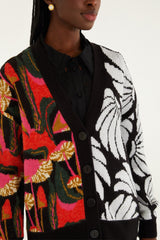Mix Wild Mushrooms Knit Cardigan - FARM Rio WILD MUSHROOMS BLACK