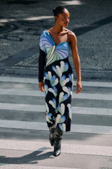 Black Lovely Anthurium One-Shoulder Maxi Dress - FARM Rio LOVELY ANTHURIUM BLACK