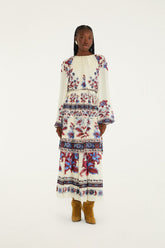 White Malu Winter Cut-Out Long Sleeve Maxi Dress - FARM Rio MALU WINTER WHITE