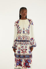 White Malu Winter Cut-Out Long Sleeve Maxi Dress - FARM Rio MALU WINTER WHITE