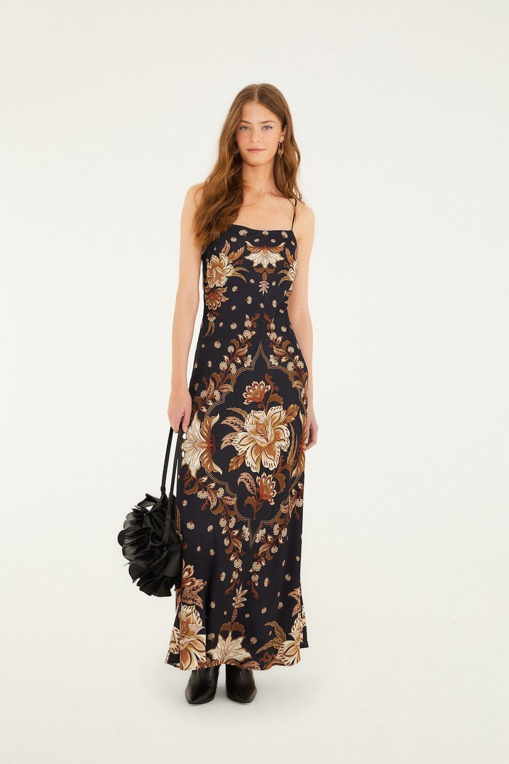 Black Majestic Garden Lenzing™ Ecovero™ Viscose Slip Maxi Dress - FARM Rio MAJESTIC GARDEN BLACK