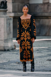 Black Cornely Ainika Embroidered Heart Midi Dress - FARM Rio CORNELY AINIKA BLACK