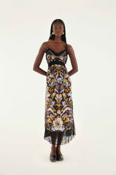 Black Flowerful Garden Midi Dress - FARM Rio SNAKE GARDEN BLACK