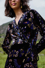 Black Arabesque Mix Scarves Wrap Mini Dress - FARM Rio ARABESQUE MIX SCARVES BLACK