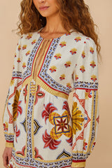 Off-White Marys Tiles Mini Dress - FARM Rio MARYS TILES OFF-WHITE