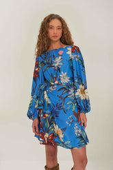 Blue Surreal Flowers Wrap Mini Dress - FARM Rio BLUE SURREAL FLOWERS