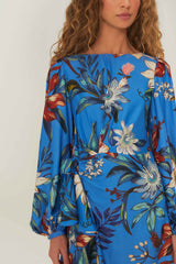 Blue Surreal Flowers Wrap Mini Dress - FARM Rio BLUE SURREAL FLOWERS