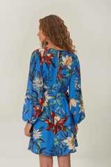 Blue Surreal Flowers Wrap Mini Dress - FARM Rio BLUE SURREAL FLOWERS