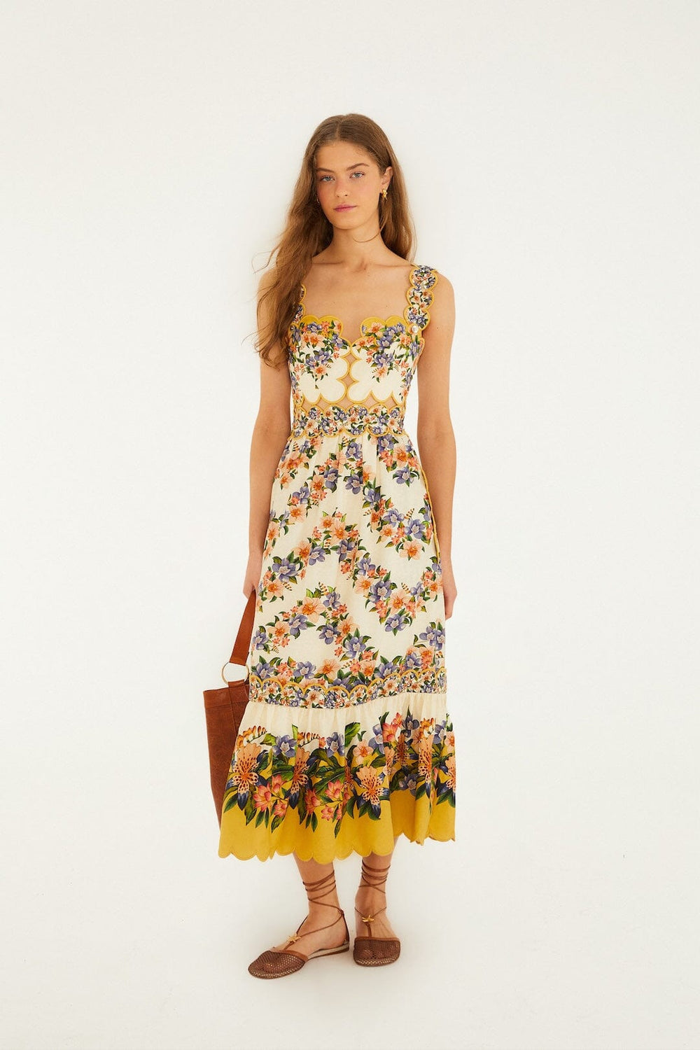 Sand Hilo Stripes Lenzing Ecovero Euroflax Midi Dress - FARM Rio HILO STRIPES SAND