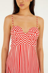 Off-White Checkered Stripes Sleeveless Lenzing Ecovero Euroflax Maxi Dress - FARM Rio CHECKERED STRIPES OFF-WHITE