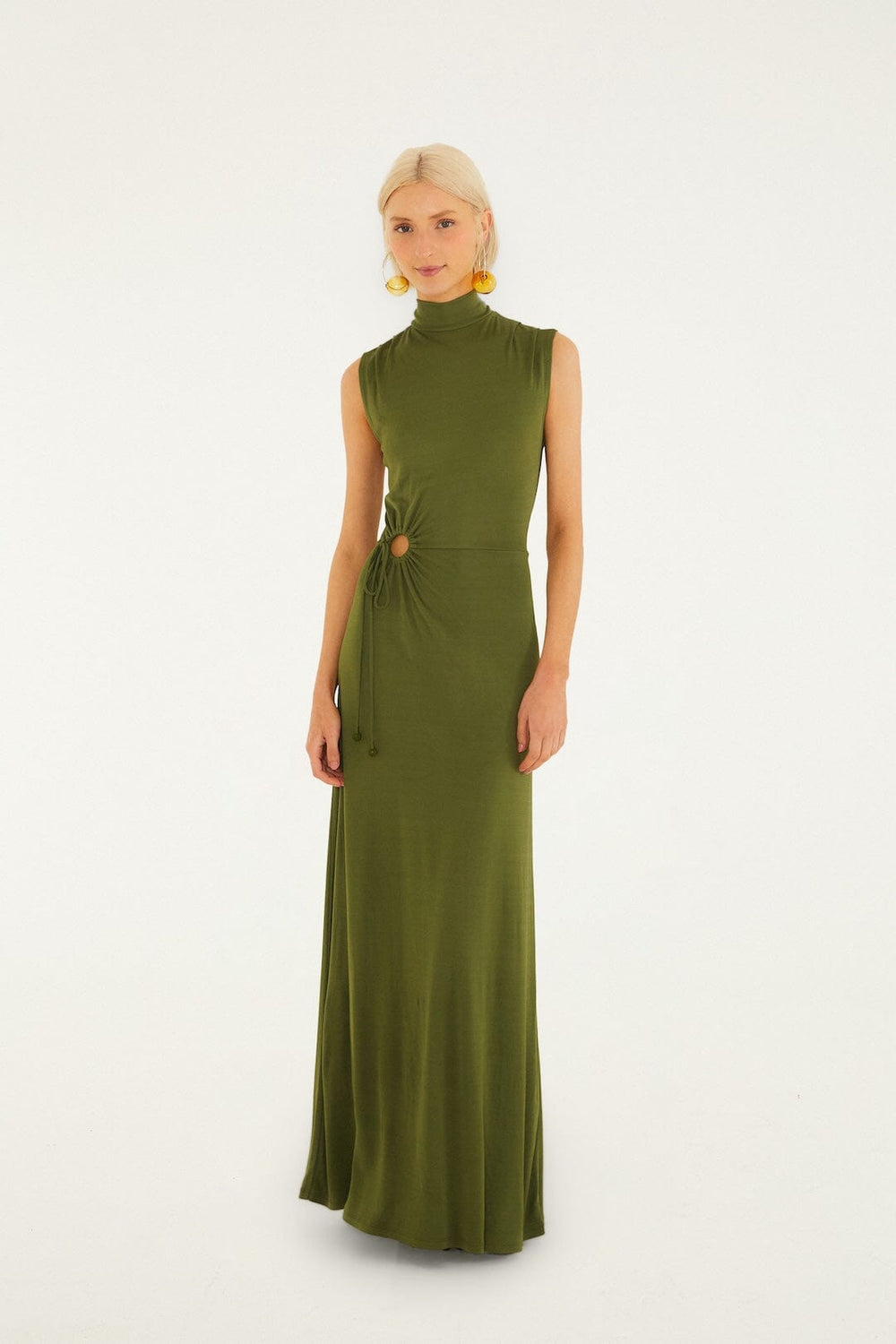Dark Green High Neck Cut-Out Maxi Dress - FARM Rio DARK GREEN