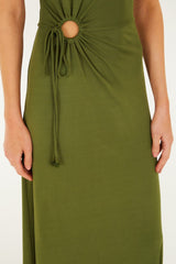 Dark Green High Neck Cut-Out Maxi Dress - FARM Rio DARK GREEN