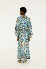 Off-White Flora Tile Lenzing Ecovero Euroflax Maxi Dress - FARM Rio FLORA TILE OFF-WHITE