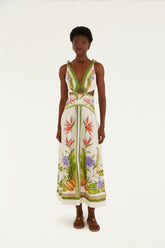 Sand Tropical Scarf Lenzing Ecovero Euroflax Maxi Dress - FARM Rio TROPICAL SCARF SAND
