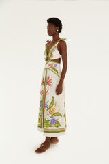 Sand Tropical Scarf Lenzing Ecovero Euroflax Maxi Dress - FARM Rio TROPICAL SCARF SAND