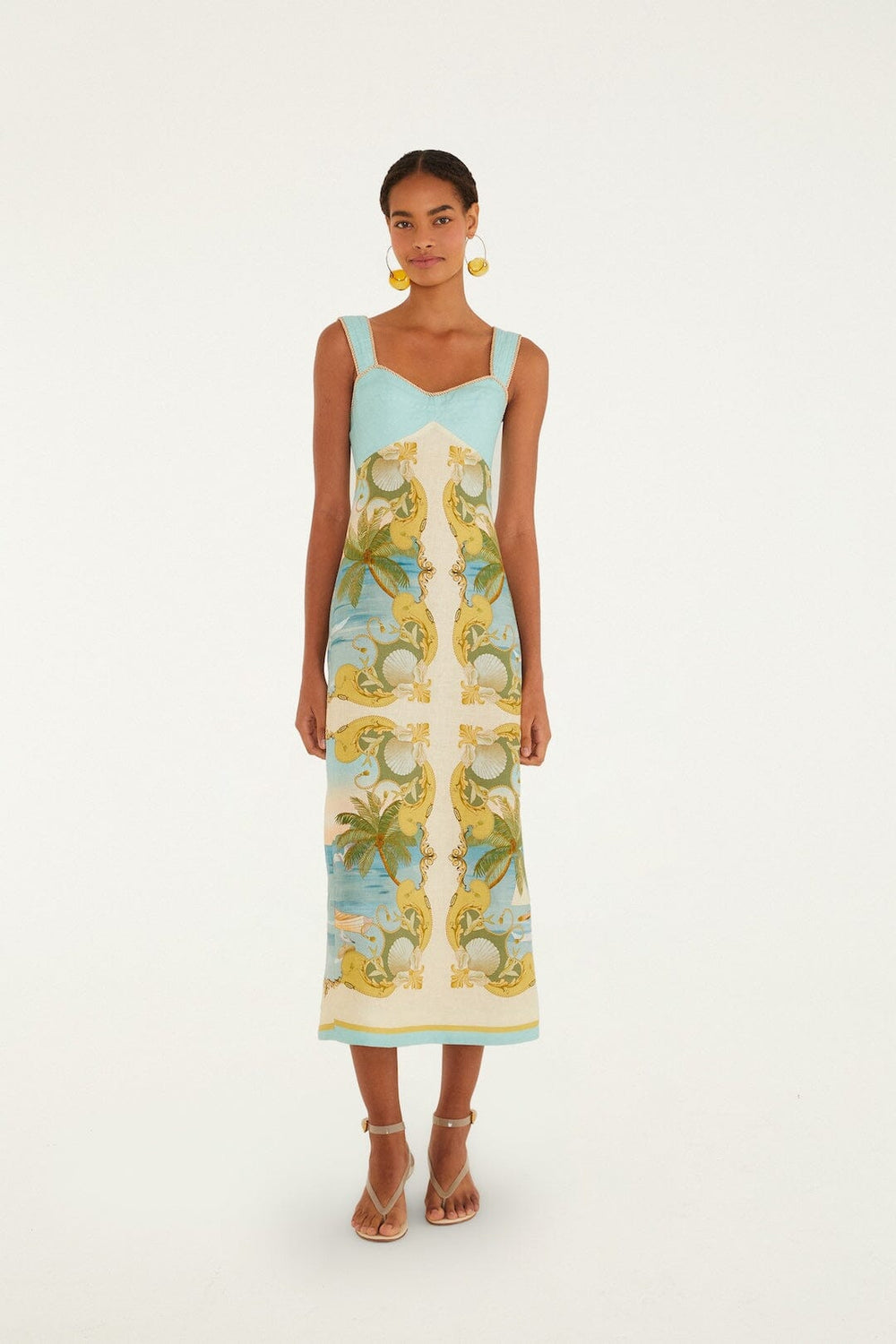Multicolor Royal Sea Euroflax Premium Linen Maxi Dress - FARM Rio ROYAL SEA MULTICOLOR