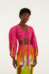 Multicolor Usiacuri Euroflax Premium Linen Eyelet Blouse - FARM Rio USIACURI MULTICOLOR