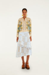 Off-White Scarf Eyelet Layered Maxi Skirt - FARM Rio OFF-WHITE