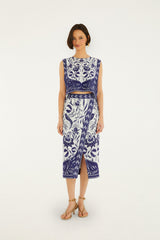 Off-White Nina Lenzing Ecovero Euroflax Wrap Midi Skirt - FARM Rio NINA OFF-WHITE