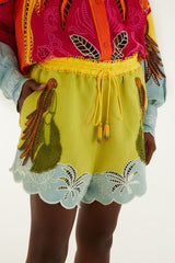 Multicolor Usiacuri Embroidered Lenzing Ecovero Euroflax Richelieu Shorts - FARM Rio USIACURI MULTICOLOR