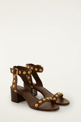 Leather Block Sandal - FARM Rio WALNUT