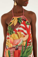 Multicolor Tropical Rope Ties Mini Dress - FARM Rio FRUIT GARDEN