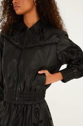 Black Richelieu Heart Jacket - FARM Rio BLACK