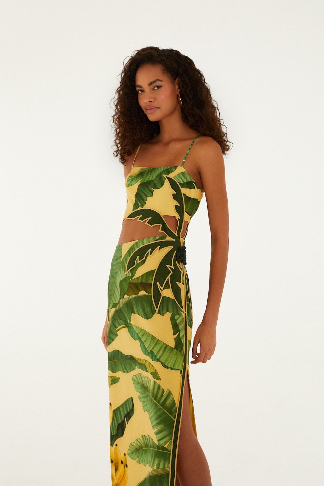 Soft Yellow Banana Leaves Maxi Dress - FARM Rio FRUIT BANANA LEAVES SOFT YELLOW