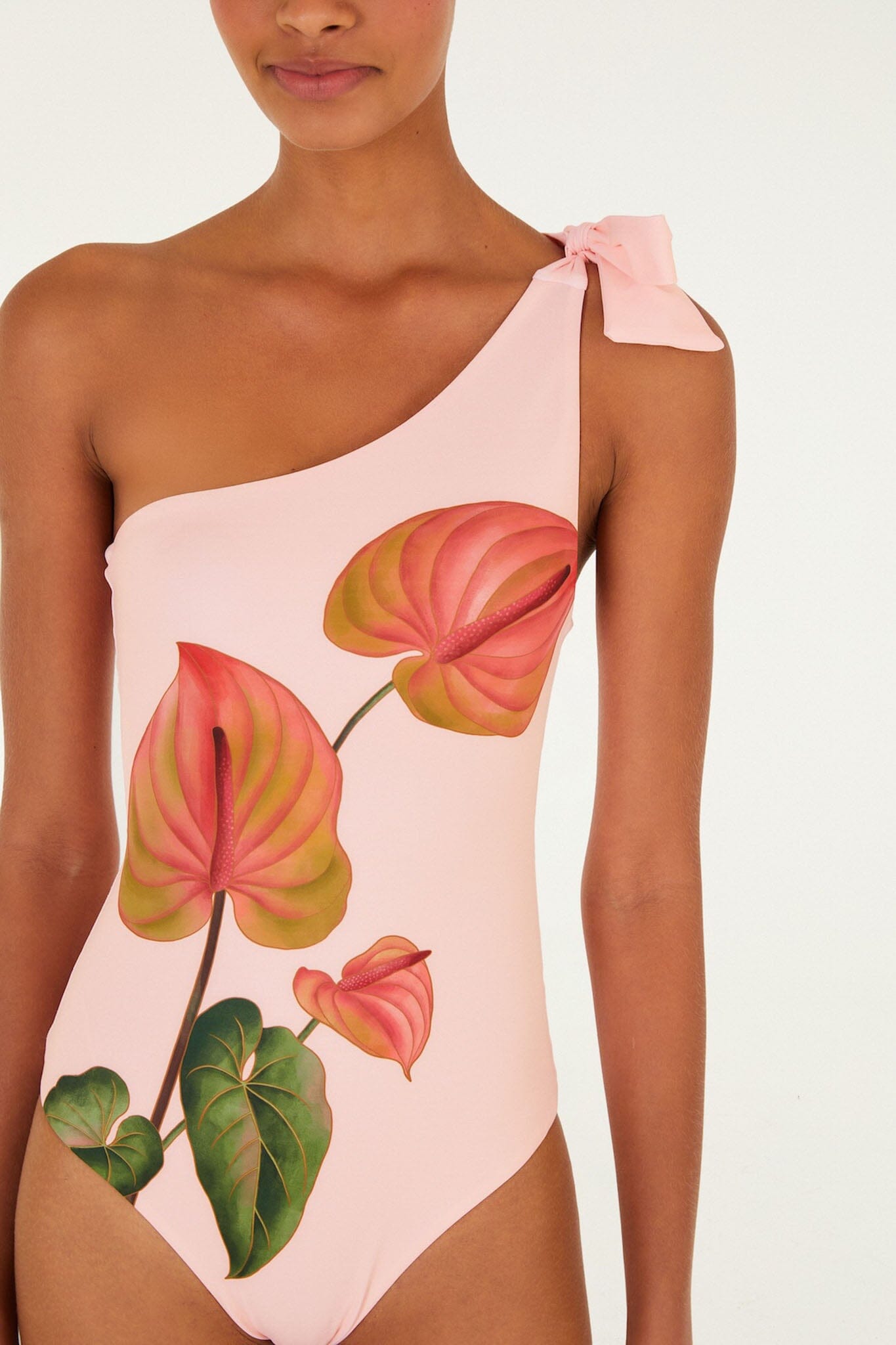 Light Pink Anthurium One-Piece Swimsuit - FARM Rio ANTURIUM LIGHT PINK