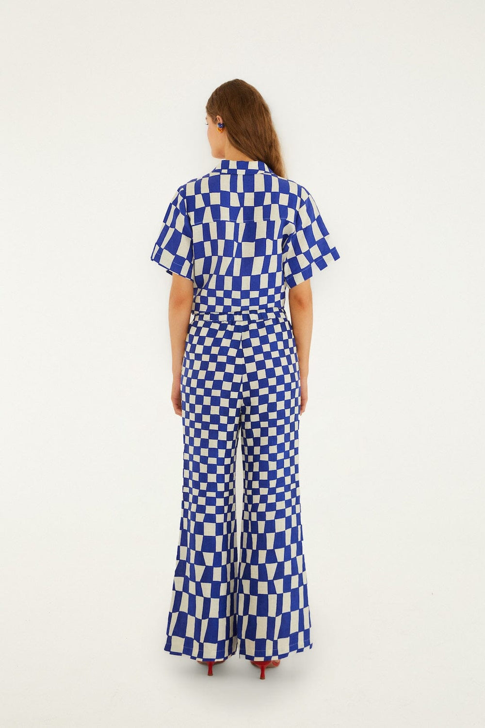 Blue Dream Checkered Lenzing Ecovero Euroflax Pants - FARM Rio DREAM CHECKERED BLUE