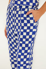 Blue Dream Checkered Lenzing Ecovero Euroflax Pants - FARM Rio DREAM CHECKERED BLUE