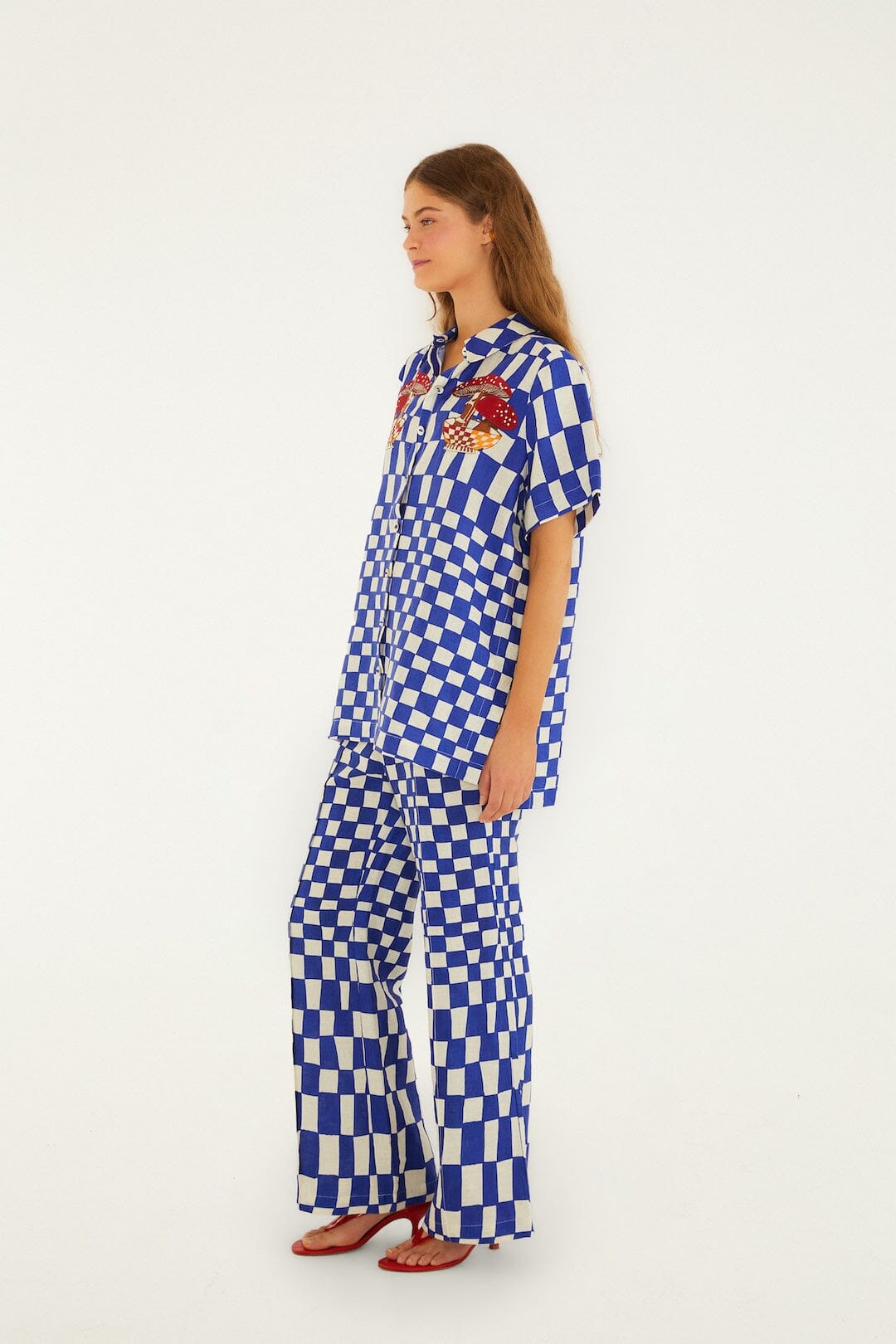 Blue Dream Checkered Lenzing Ecovero Euroflax Pants - FARM Rio DREAM CHECKERED BLUE
