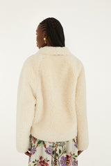 Cream Rococo Flowers Bomber Fleece Jacket - FARM Rio ROCOCO FLOWERS CREAM