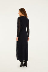 Black Embroidered Sheer Sleeve Maxi Dress - FARM Rio BLACK