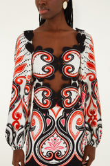 Off-White Graphic Ainika Cut-Out Hearts Mini Dress - FARM Rio GRAPHIC AINIKA WINTER WHITE