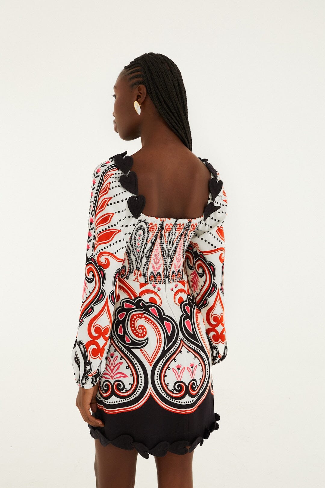 Off-White Graphic Ainika Cut-Out Hearts Mini Dress - FARM Rio GRAPHIC AINIKA WINTER WHITE