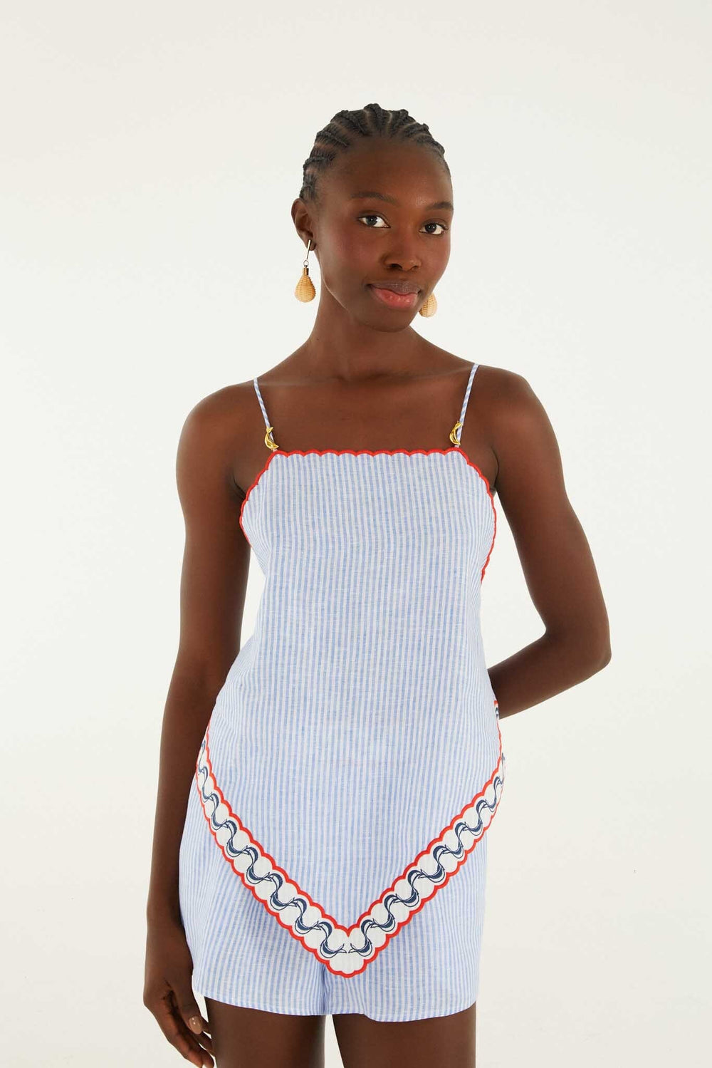 Blouse With Embroidery Detail - FARM Rio PEIXE COPA