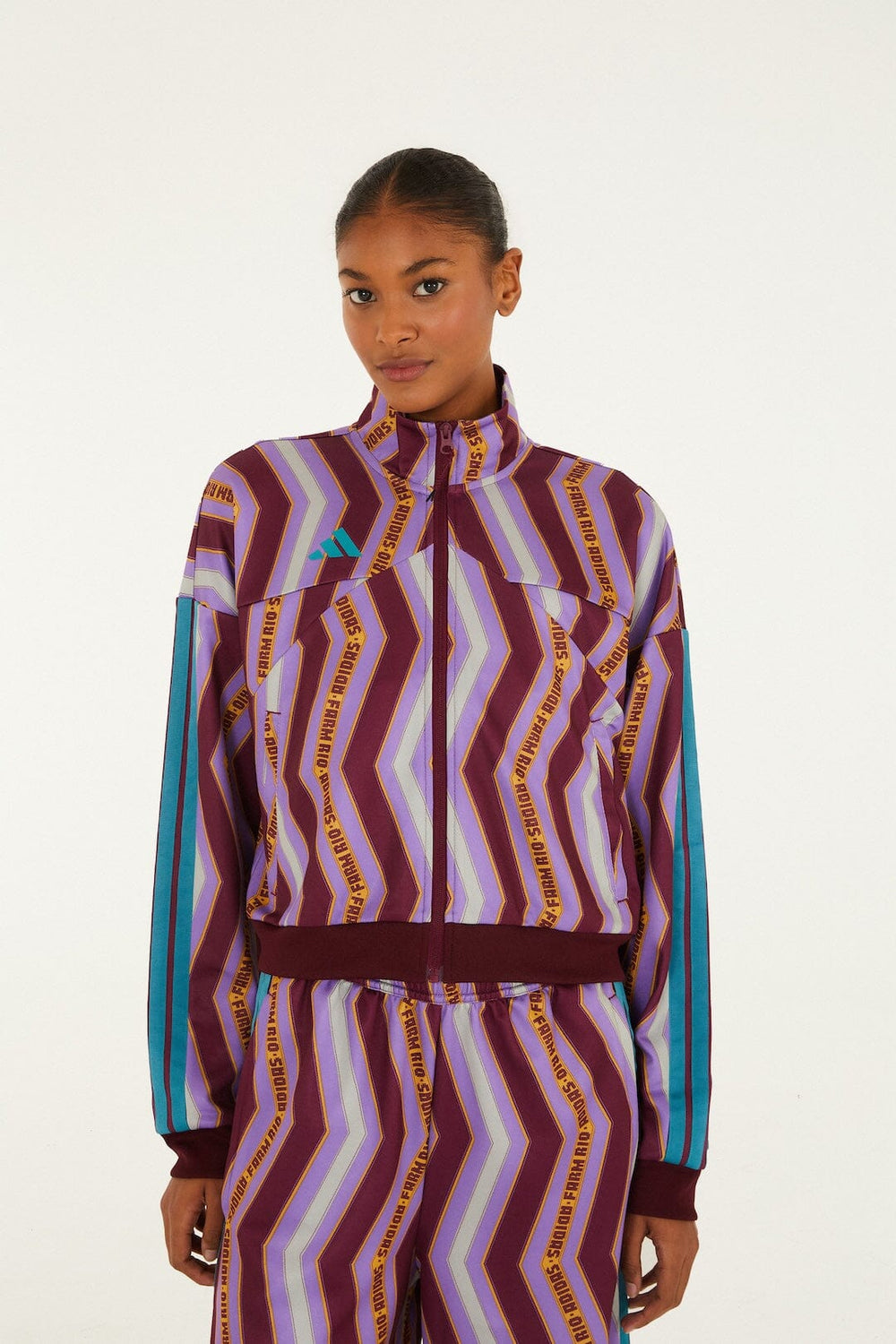Zig Zag Stripes Lilac Adidas Tiro Jacket - FARM Rio ZIG ZAG STRIPES LILAC