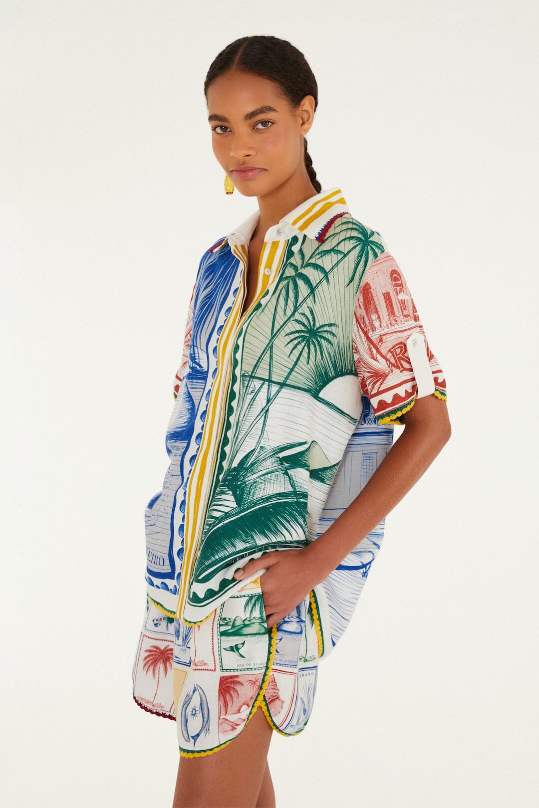 Off-White Brasil Vintage Crochet Lenzing Ecovero Euroflax Shorts - FARM Rio BRASIL VINTAGE OFF-WHITE
