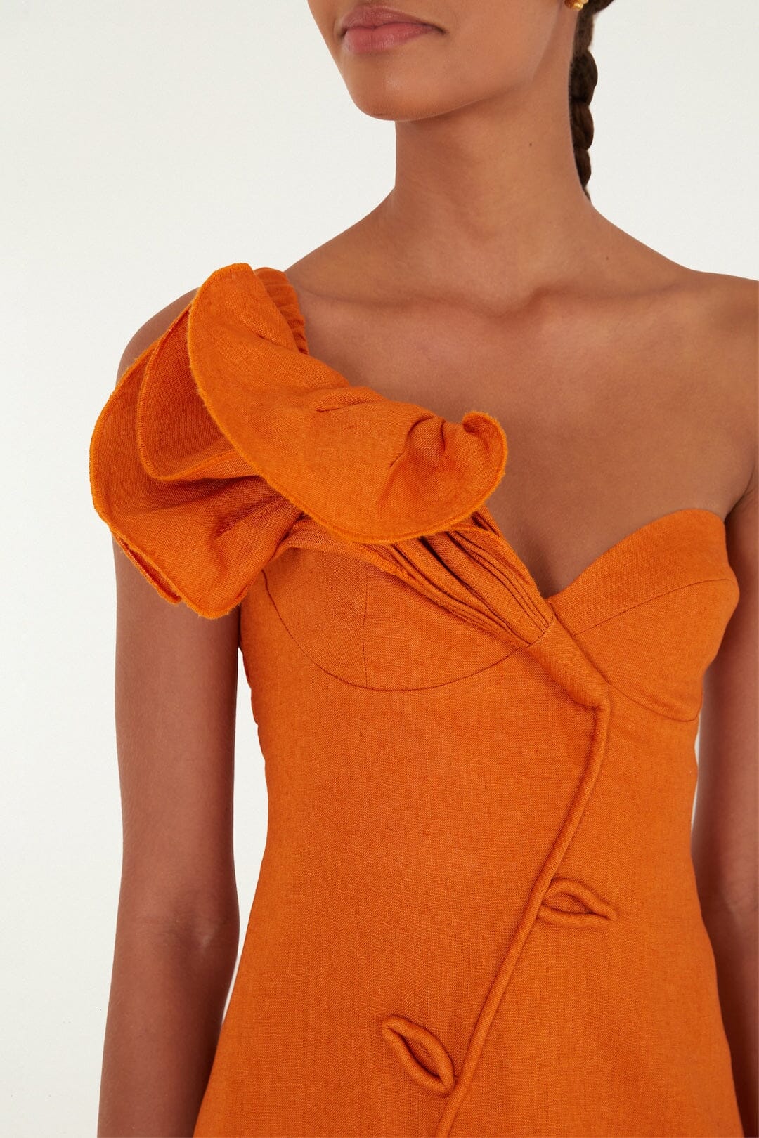 Orange Flower Euroflax Premium Linen Mini Dress - FARM Rio ORANGE