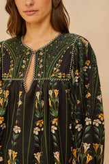 Black Flowers Arch Blouse - FARM Rio FLOWERS ARCH BLACK