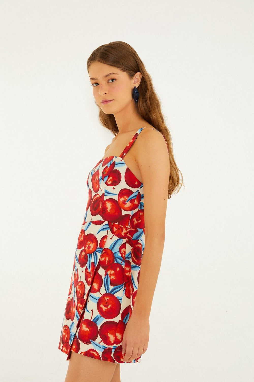 Cherry Blossom Sleeveless Euroflax Premium Linen Mini Dress - FARM Rio CHERRY BLOSSOM