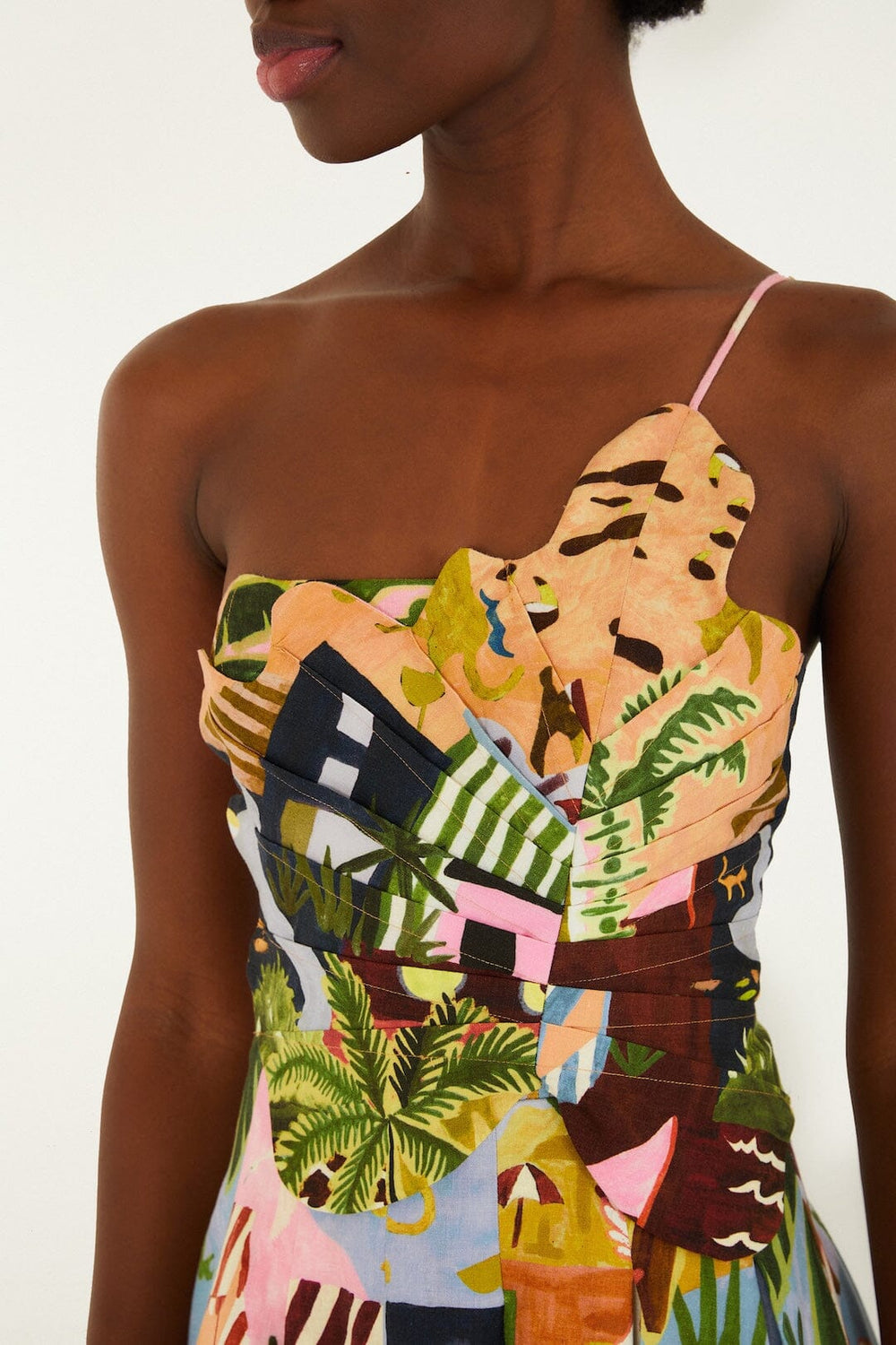 Multicolor Tropical Painting Lenzing Ecovero Euroflax Mini Dress - FARM Rio TROPICAL PAINTING MULTICOLOR