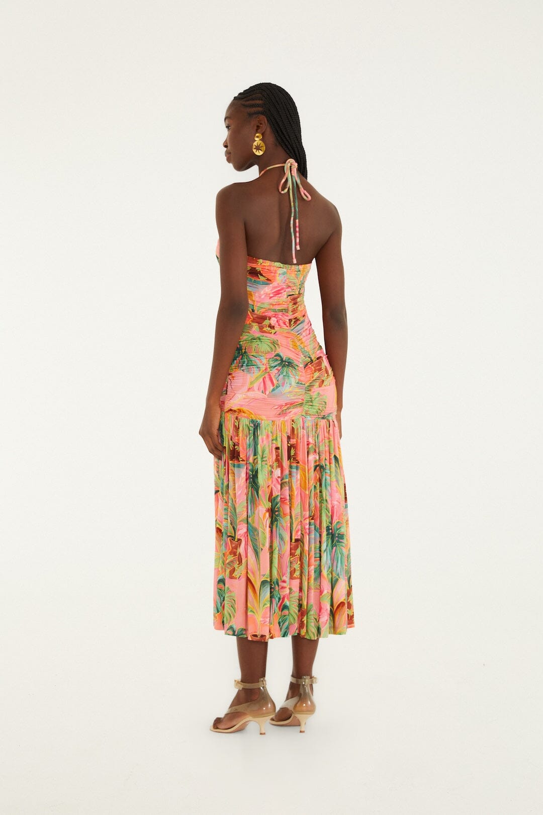 Soft Pink Pool Time Ruched Sleeveless Midi Dress - FARM Rio POOL TIME SOFT PINK