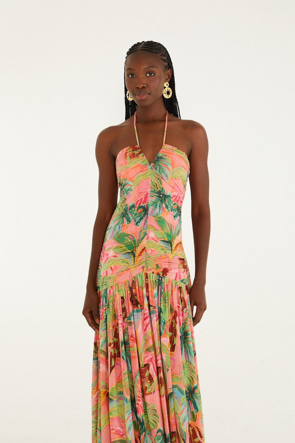 Soft Pink Pool Time Ruched Sleeveless Midi Dress - FARM Rio POOL TIME SOFT PINK