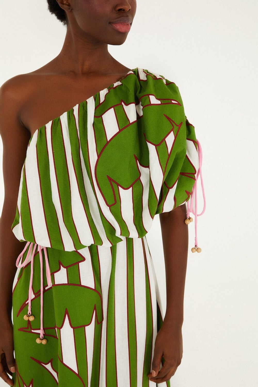 Off-White One-Shoulder Lenzing Ecovero Euroflax Midi Dress - FARM Rio OFF-WHITE